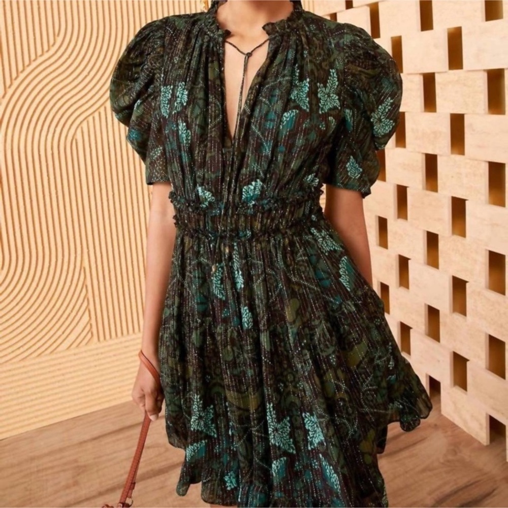 ULLA JOHNSON ada dress in rainforest Sz 4